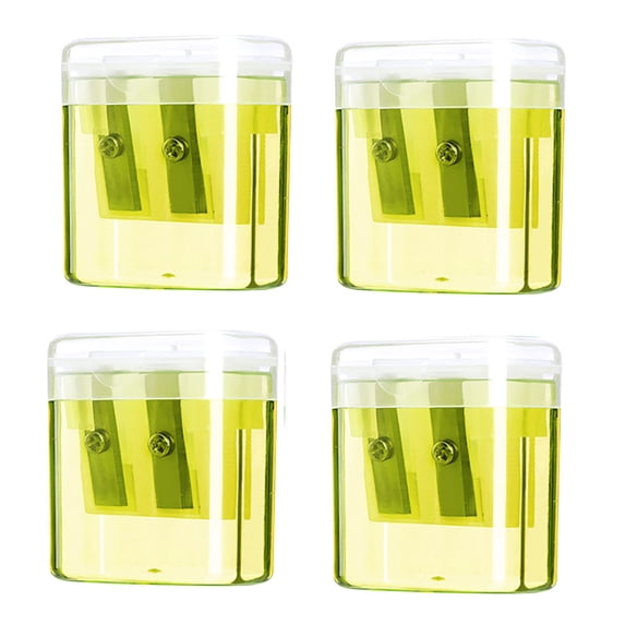 Kbndieu 4 Pack Colored Pencil Sharpener, 2 Holes Small Manual Pencil Sharpener with Lid for Classroom, Office, Home (Yellow)