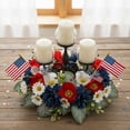 thumbnail image 1 of Kbndieu 4th of July Candle Rings Red White and Blue Mini Flower Wreath Patriotic Candle Holder American Independence Day Memorial Day Rings Wreaths for Table Window Door Decor, 1 of 6