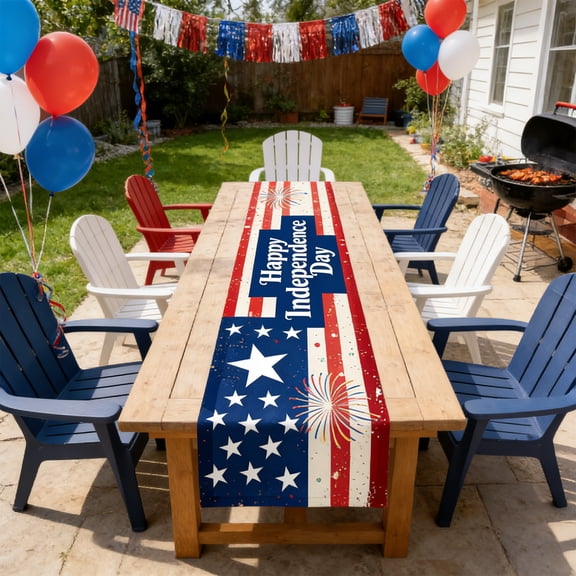 Kbndieu 4th of July Patriotic Table Runner American Flag Stars and Stripes Memorial Day Kitchen Dining Table Decoration for Holiday Home Farmhose Decor Indoor Outdoor Party Favors Supplies 13x71 Inch