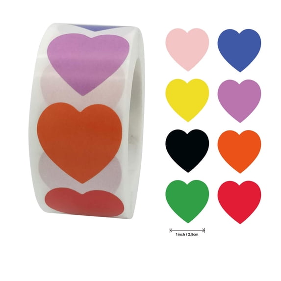 Kbndieu 500PCS Valentines Stickers, 8 Design Heart-shaped Sticker Roll, Valentines Mother Day Crafting Scrapbooking, Wedding Decor Envelopes Greeting Cards Boxes Valentines Day Gifts Seal Stickers