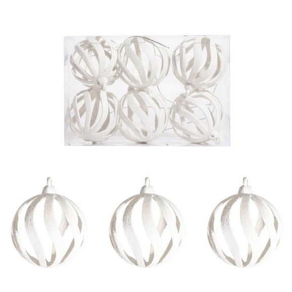 Kbndieu 6Pcs 2.36" Christmas Ball Ornaments White Christmas Tree Decorations Ornaments Set Shatterproof Plastic Christmas Decor Hanging Baubles for Xmas Tree Home Party