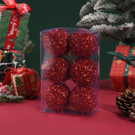 Kbndieu 6pcs Christmas Tree Ornaments Set, 2.36" Sequin Christmas Balls Decorations Ornamnets Xmas Shatterproof Foam Hanging Balls for Xmas Tree Holiday Wedding Party
