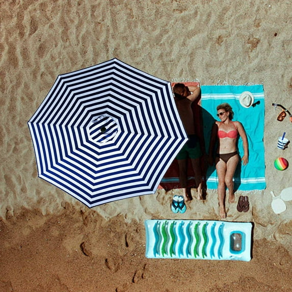Kbndieu 9.8ft Beach Umbrella for Sand, Outdoor Portable Umbrella Replacement Canopy for 6 Ribs, Suitacse for Beach Patio Garden Pool Backyard on Clearance