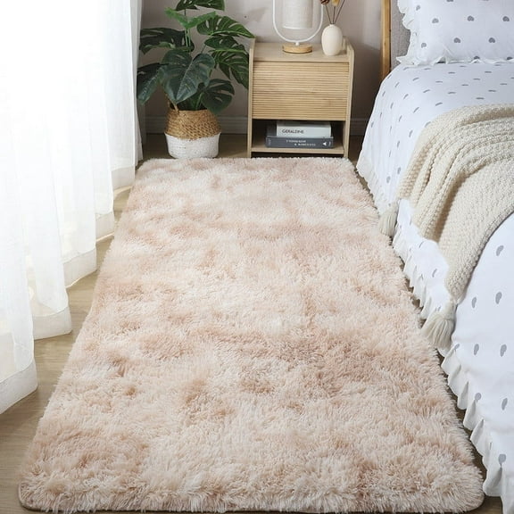 Kbndieu Area Rugs for Bedroom Living Room, Fluffy Fuzzy Shag Rug Soft Plush Carpet, 1.6x5 Feet Indoor Washable Floor Rug for Room Dorm Home Decor (Beige) on Clearance