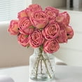 thumbnail image 1 of Kbndieu Artificial Pink Roses, Artificial Flowers for Home Decor Indoor, Fake Bouquet Faux Floral Arrangements Dining Table Centerpieces for Kitchen Bridal Wedding Party Valentines Day Decorations, 1 of 6