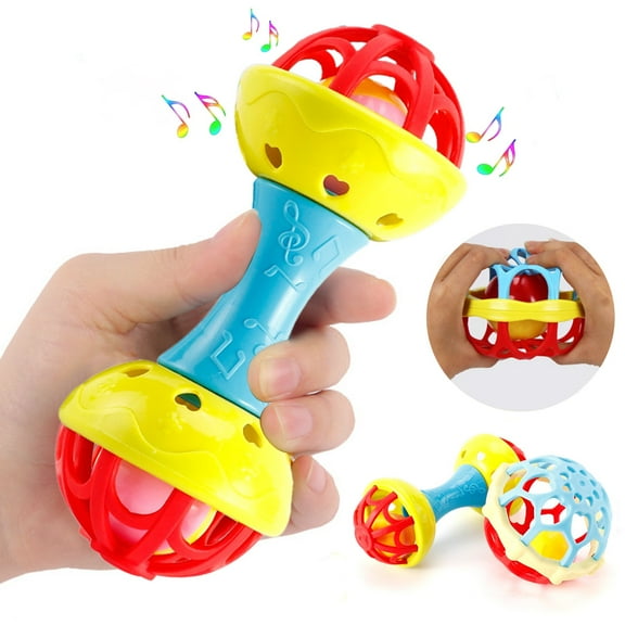 Kbndieu Baby Rattle Shaker Toys 0-6-12 Months, Newborn Infant Sensory Toys, Newborn Baby Early Education Fitness Soft Rubber Hand Grasping Ball Rattles for Ages 0-2 Birthday Gifts on Clearance