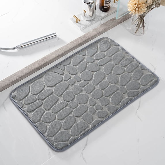 Kbndieu Bathroom Rugs 1pc Memory Foam Bath Rug Embossed Bathroom Mat Water Absorbent and Washable Bath Rugs Non-Slip Thick Soft and Comfortable Carpet for Show