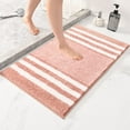 thumbnail image 1 of Kbndieu Bathroom Rugs 24 x 16, Extra Thick Microfiber Striped Bath Mat Soft Absorbent Floor Mat Non-slip Machine Washable Bath Rugs Carpet for Bathroom Kitchen Doorway, Hot Pink, 1 of 8