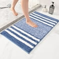 thumbnail image 1 of Kbndieu Bathroom Rugs 24 x 16, Extra Thick Microfiber Striped Bath Mat Soft Absorbent Floor Mat Non-slip Machine Washable Bath Rugs Carpet for Bathroom Kitchen Doorway, Blue, 1 of 8