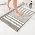 thumbnail image 1 of Kbndieu Bathroom Rugs 24 x 16, Extra Thick Microfiber Striped Bath Mat Soft Absorbent Floor Mat Non-slip Machine Washable Bath Rugs Carpet for Bathroom Kitchen Doorway, Gray, 1 of 9