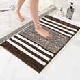 thumbnail image 1 of Kbndieu Bathroom Rugs 24 x 16, Extra Thick Microfiber Striped Bath Mat Soft Absorbent Floor Mat Non-slip Machine Washable Bath Rugs Carpet for Bathroom Kitchen Doorway, Brown, 1 of 8