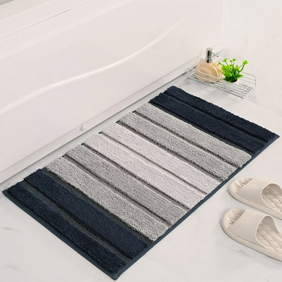 Kbndieu Bathroom Rugs 24 x 16, Microfiber Colorful Striped Bath Mat Soft Absorbent Bathroom Floor Mat Non-slip Machine Washable Bath Rugs Carpet for Bathroom Kitchen Doorway