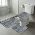 thumbnail image 1 of Kbndieu Bathroom Rugs Sets 3 Piece with Toilet Seat Cover, Microfiber Thick Shaggy Bath Mats Set, Absorbent Non-Slip Carpet Washable Bath Rugs for Bathroom, Tub, Shower, Gray, 1 of 6