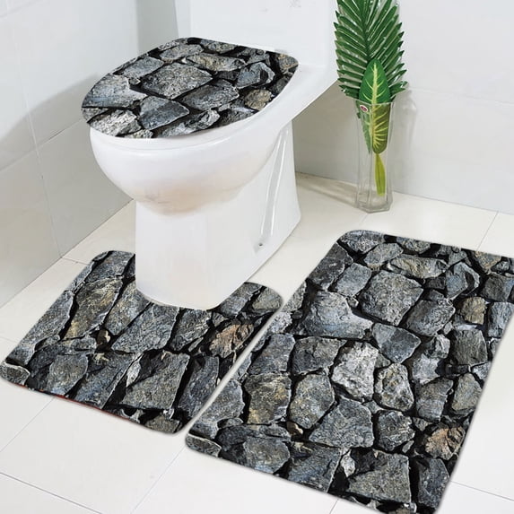 Kbndieu Bathroom Rugs Sets 3 Piece with Toilet Seat Cover, Super Absorbent Quick Dry Bath Mats Set, Non-Slip Ultra Soft Carpet Washable Bath Rugs for Bathroom, Tub, Shower