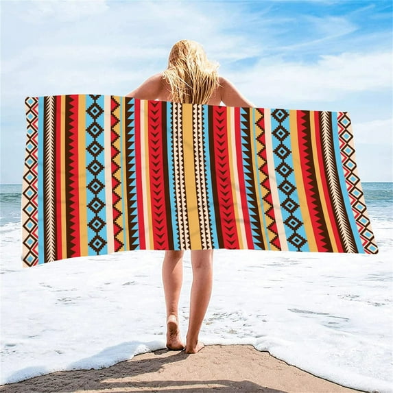 Kbndieu Beach Towels Super Lightweight Colorful Bath Towels Sandproof Beach Blanket Multi-purpose Towel for Travel Swimming Pool Beach Vacation Essentials