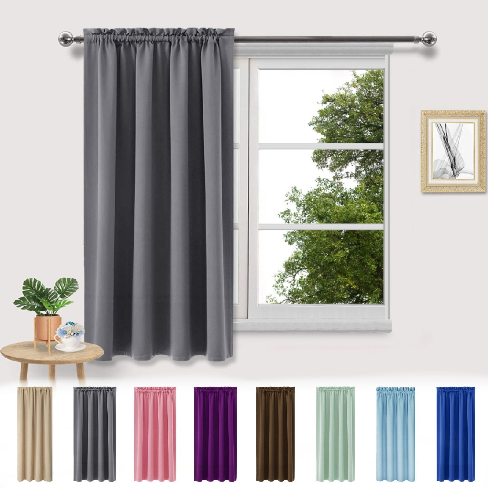 Kbndieu Blackout Curtains for Bedroom, Thermal Insulated, Energy Saving & Noise Reducing Curtains for Living Room/Kitchen (Gray, 38 inches Width x 45 inches Length Each Panel)