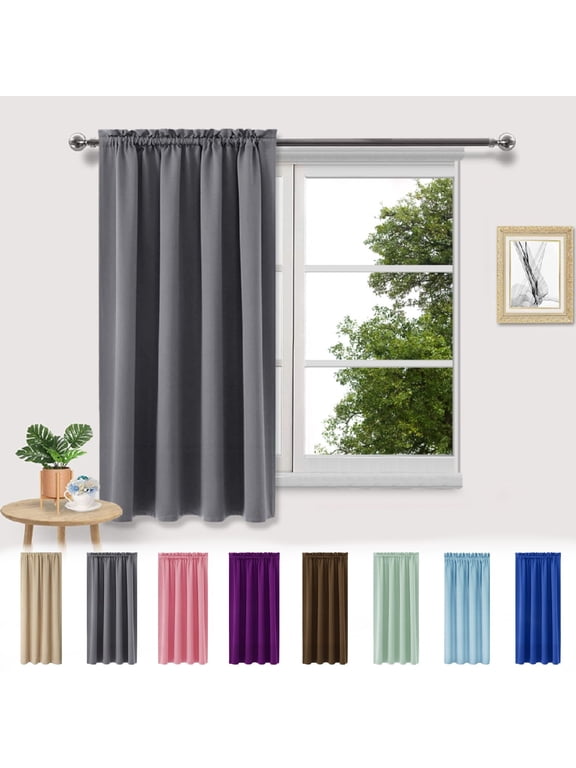 Blackout Curtains for Bedroom, Thermal Insulated, Energy Saving & Noise Reducing Curtains for Living Room/Kitchen (Gray, 38 inches Width x 45 inches Length Each Panel)