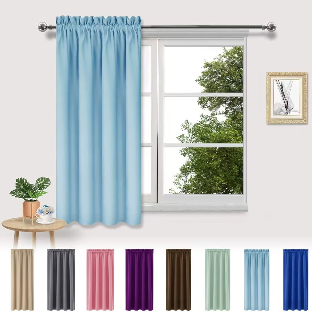 Kbndieu Blackout Curtains for Bedroom, Thermal Insulated, Energy Saving & Noise Reducing Curtains for Living Room/Kitchen (Light Blue, 38 inches Width x 45 inches Length Each Panel)