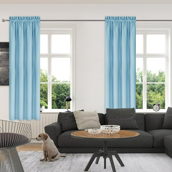 Kbndieu Blackout Curtains for Bedroom, Thermal Insulated, Energy Saving & Noise Reducing Curtains for Living Room/Kitchen (Light Blue, 38 inches Width x 84 inches Length Each Panel)