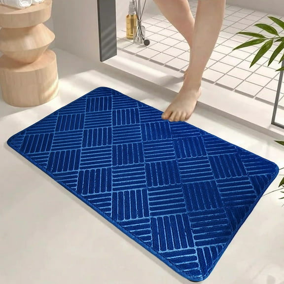 Kbndieu Blue Bathroom Rugs, 24x16, Super Absorbent Bath Mat for Bathroom Non Slip, Machine Washable, Quick Dry, Washable Bath Rugs for Floor, Tub and Shower, Home Decor Accessories