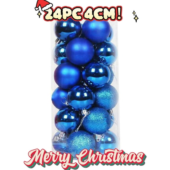 Kbndieu Blue Christmas Balls, 24PCS Shatterproof Christmas Ornaments Set Decorations for Christmas Tree Birthday Holiday Wedding Decorations 40mm/1.57"