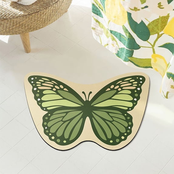 Kbndieu Butterfly Shaped Rubber Bath Mat, Non Slip Washable Bathroom Rugs, Quick Dry Bath Rugs, Machine Washable Shower Mat, Cushioned Carpet Bathmat for Bathroom Floor, Tub and Shower