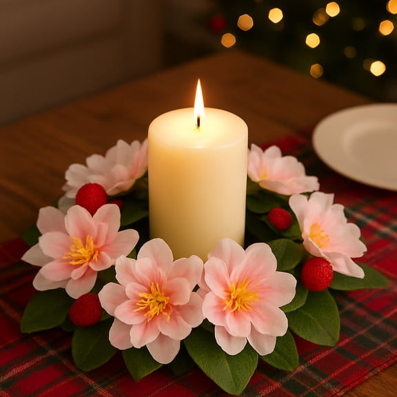 Kbndieu Candle Rings Mini Wreaths Candle Holder Rings Table Decor for Christmas Valentines Day Wedding Table Centerpieces