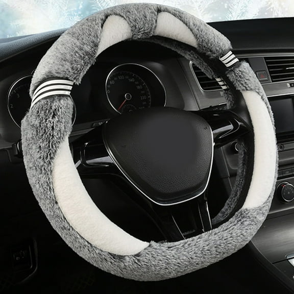 Kbndieu Car Steering Wheel Cover Women Man, Fluffy Plush for Winter Warm, Fuzzy Steering Wheel Protector, Universal 14-15 Inch, Soft & Non-Slip, Lovely Decor Winter Car Accessories (White)