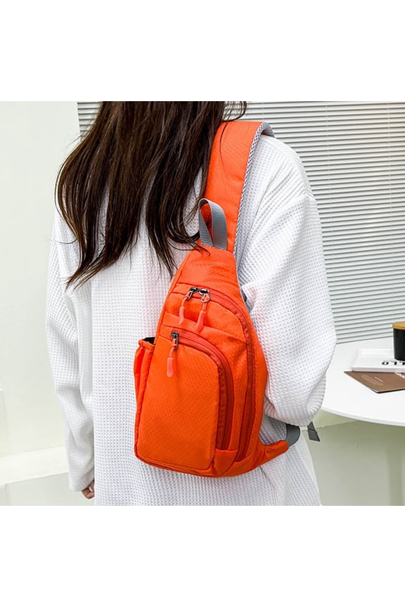 Chest Crossbody Sling Backpack Bag Travel Bike Gym Daypack for Women Men, Multipurpose Trendy Cross Body Chest Bag, Orange on Clearance
