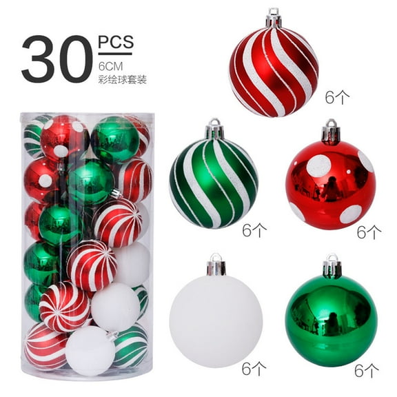 Kbndieu Christmas Balls Ornaments for Christmas Decorations - 30Pcs 2.36 Inch Christmas Tree Shatterproof Ornaments for Holiday & Party Decorations (6 Styles) - Christmas Ornaments