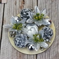 thumbnail image 1 of Kbndieu Christmas Candle Rings, 5.9 Inches Silver Poinsettia Artificial Candle Wreaths, Xmas Wreath Candle Holder for Holiday Winter Wedding Seasonal Decoration Christmas Decorations Clearance, 1 of 6