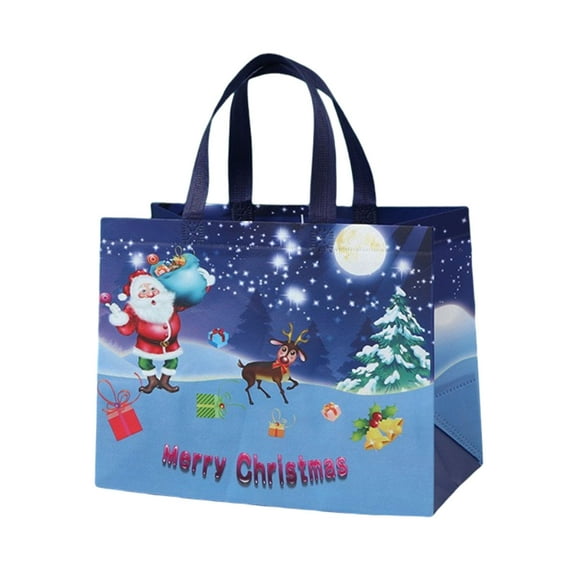 Kbndieu Christmas Tote Bags with Handles, Christmas Reusable Grocery Bags Multipurpose Non-woven Large Gift Bag Grocery Shopping Bags for Holiday Christmas Party