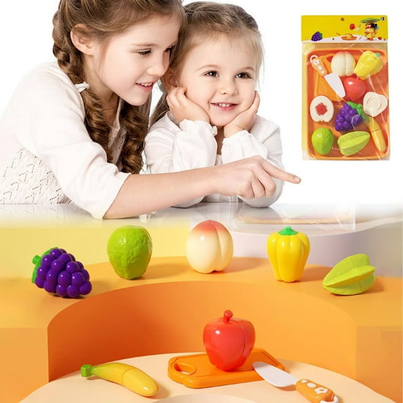 Kbndieu Christmas Gifts for Grandkids, Cutting Play Food Set Kitchen Pretend, Pizza Toy Food & Cutting Fake Fruits, Play Kitchen Toys Accessories for Boys Girls Educational Toys Birthday Gift
