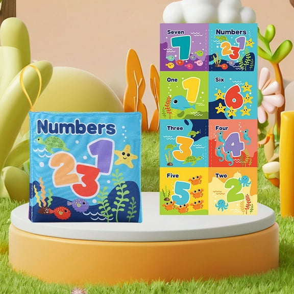 Kbndieu Christmas Gifts for Grandkids, Numbers Baby Books Toys, Touch Feel Cloth Crinkle Books for Infant Baby, Early Education Toys, Newborn Gifts Shower Baby Gifts for Boys Girls