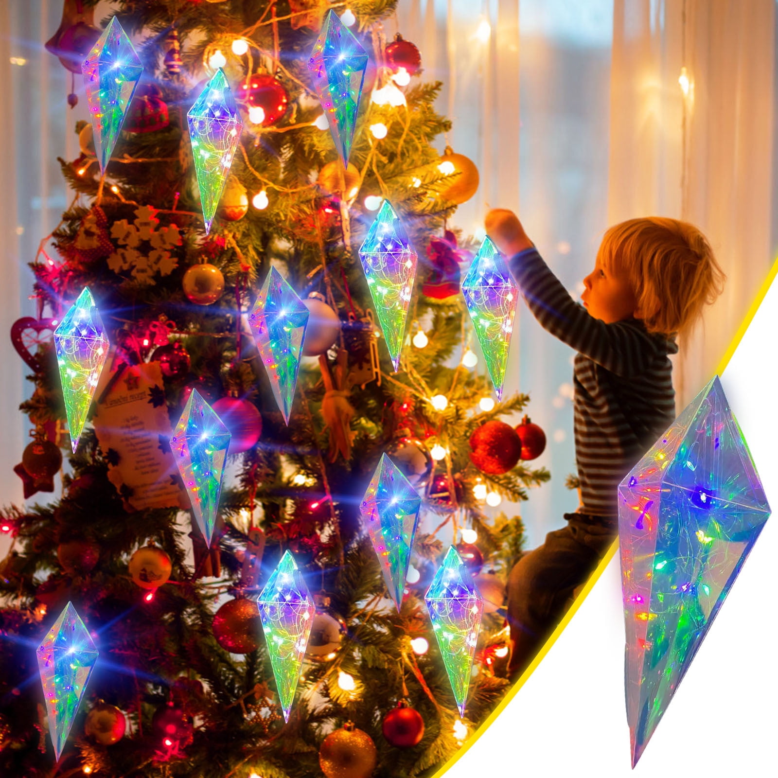 Kbndieu Christmas Lights Ice Cone Decorations, Colorful Luminous ...