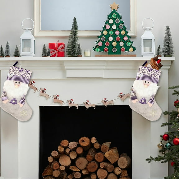 Kbndieu Christmas Stockings, Classic Knitted Christmas Stockings Santa, Snowman, Reindeer Xmas Character for Mantels, Fireplace, Christmas Tree Decorations, Christmas Gifts