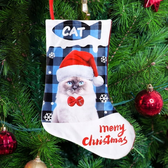 Kbndieu Christmas Stockings Printed Candy Bags Pet Cats Gifts Stockings Fireplace Decorations Candy Bags for Christmas Decorations & Gifts Christmas Clearance