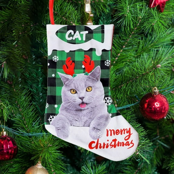 Kbndieu Christmas Stockings Printed Candy Bags Pet Cats Gifts Stockings Fireplace Decorations Candy Bags for Christmas Decorations & Gifts Christmas Clearance
