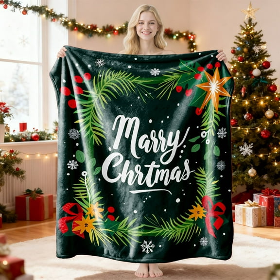 Kbndieu Christmas Throw Blanket, 30" x 39" Ultra Soft and Warm Cozy Fleece Blanket, Christmas Decorations Blankets and Throws for Bed Couch Sofa, Winter Bedding Christmas Gifts for Women Men