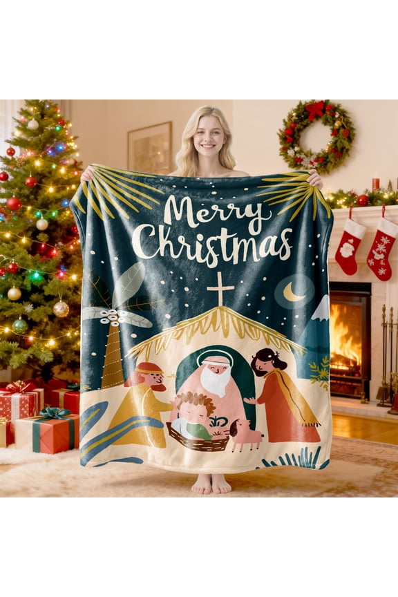 Christmas Throw Blanket, 30" x 39" Ultra Soft and Warm Cozy Fleece Blanket, Christmas Decorations Blankets and Throws for Bed Couch Sofa, Winter Bedding Christmas Gifts for Women Men
