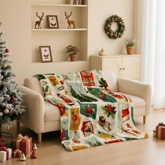 Kbndieu Christmas Throw Blanket, 39" x 51" Ultra Soft and Warm Cozy Fleece Blanket, Christmas Decorations Blankets and Throws for Bed Couch Sofa, Winter Bedding Christmas Gifts for Women Men
