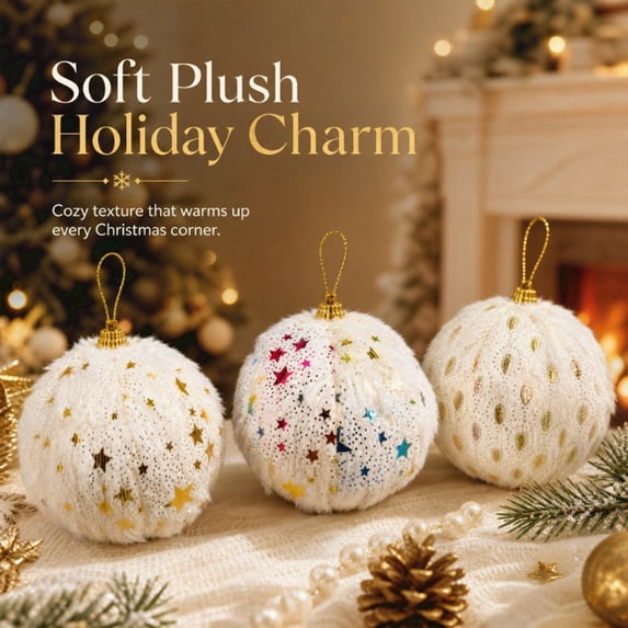 Kbndieu Christmas Tree Balls Ornaments, 9 Pcs White Christmas Tree Hanging Decor, Shatterproof Foam Christmas Balls for Holiday & Winter Xmas Decorations Wedding Party Decor