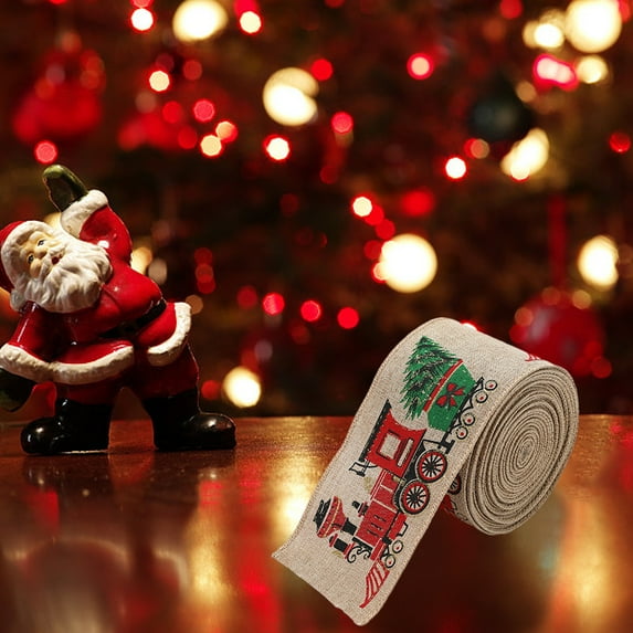 Kbndieu Christmas Wired Ribbon, Snowman Santa Claus Xmas Tree Truck Ribbon Christmas Ribbon for Wreaths, Xmas Tree, Bows, Gift Baskets, Gift Wrapping and Home Decor Christmas Decorations Clearance