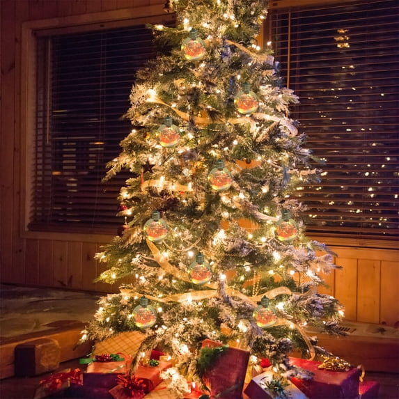 Kbndieu Clear Christmas Balls Ornaments Gifts, Glowing Pink Christmas Tree Decorations Shatterproof Hanging Bulbs Ornaments for Wedding Christmas