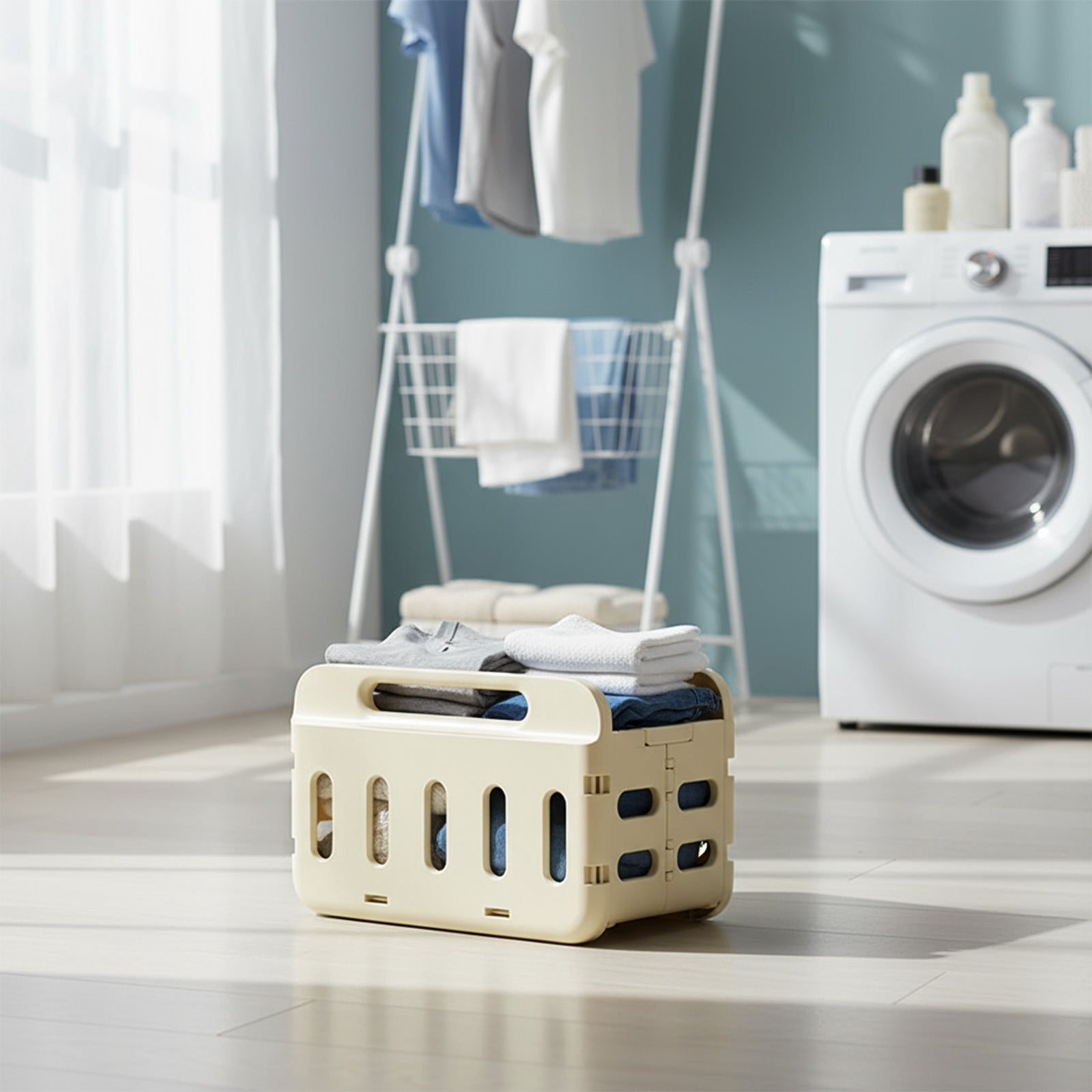 Kbndieu Collapsible Laundry Baskets, Clothes Hamper Basket Storange Bin, Laundry Hamper for Dirty Clothes, Toys and Blankets in Laundry Room, Bathroom, Baby Room and Bedroom