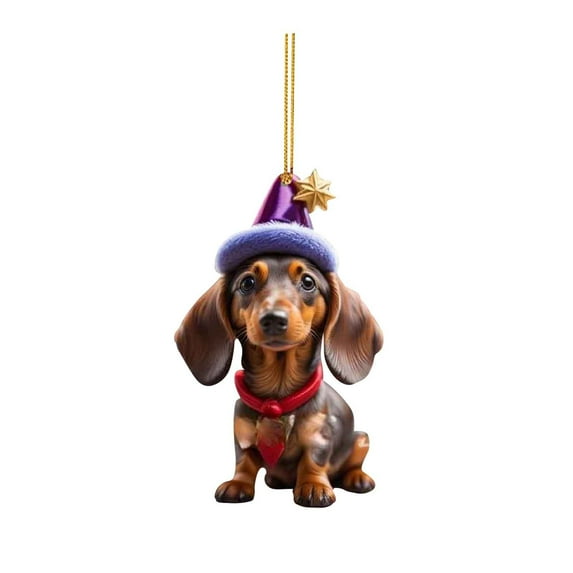 Kbndieu Dachshund Christmas Ornaments Funny Dog Christmas Tree Decorations Cute Acrylic Hanging Ornament Dog Lovers Gifts Animal Pendant for Car Interior Backpacks Home Holiday Party Wall