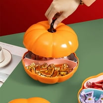 Kbndieu Detachable Pumpkin Shape Snack Box, Pumpkin Candy Bowl with Lid, Divided Serving Container for Candy, Treats & Snacks, Halloween Thanksgiving Fall Festival Party Supplies