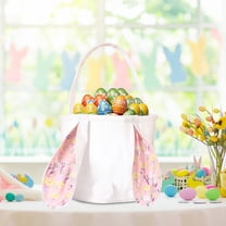 Kbndieu Easter Basket, Easter Egg Hunt Bunny Baskets for Kids Boys Girls, Easter Buckets with Cute Rabbit Ears, Easter Tote Bags for Easter Decorations Candy Gifts