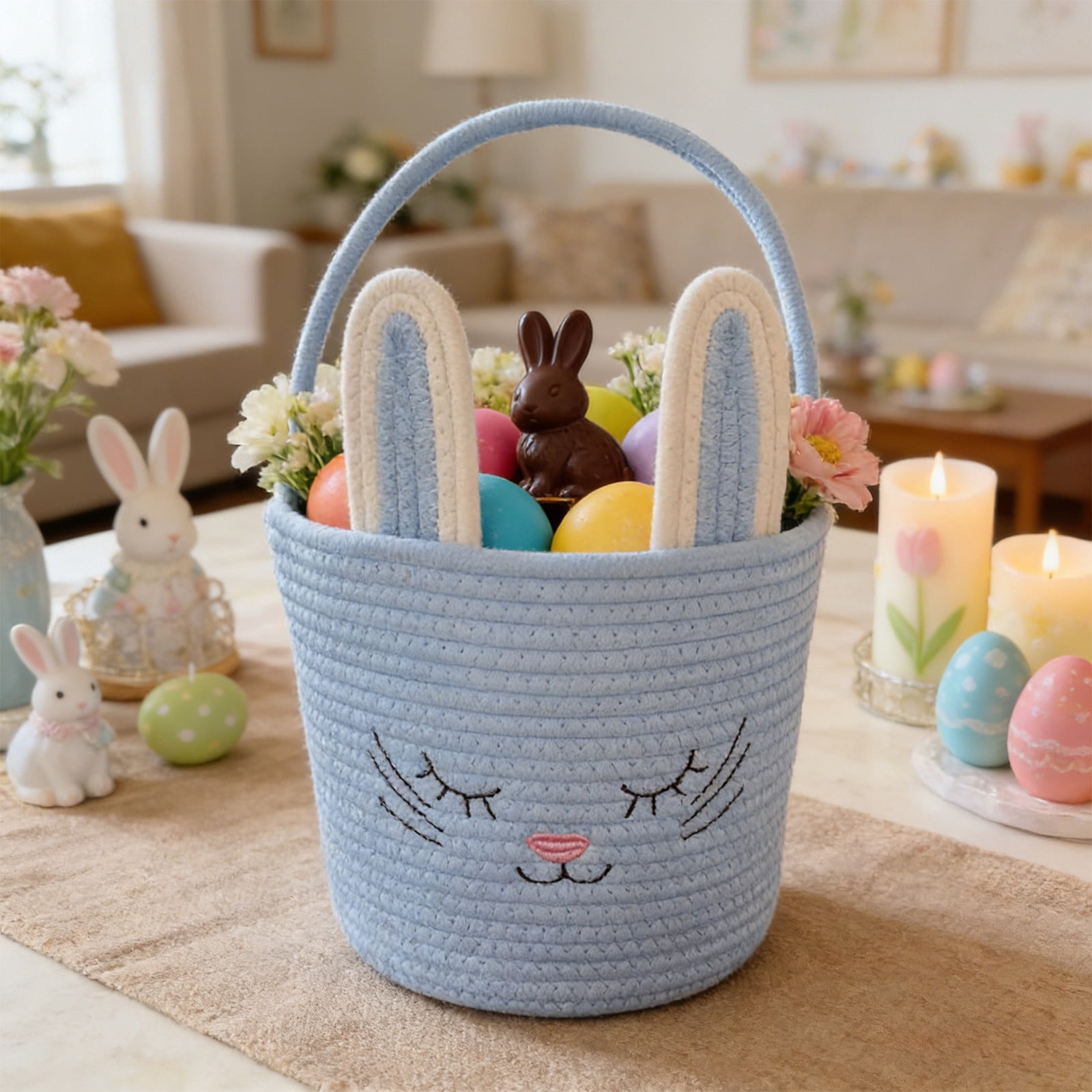 Kbndieu Easter Basket for Kids, Easter Bunny Baskets with Handle ...