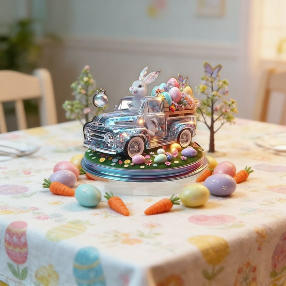 Kbndieu Easter Decorations for Home Farmhouse Easter Table Centerpieces 2D Acrylic Bunny Decoration Easter Table Decor for Indoor Spring Easter Tabletop Decoration Easter Party Supplies Gifts